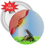 Flower & Frog 3  Button (10 pack)