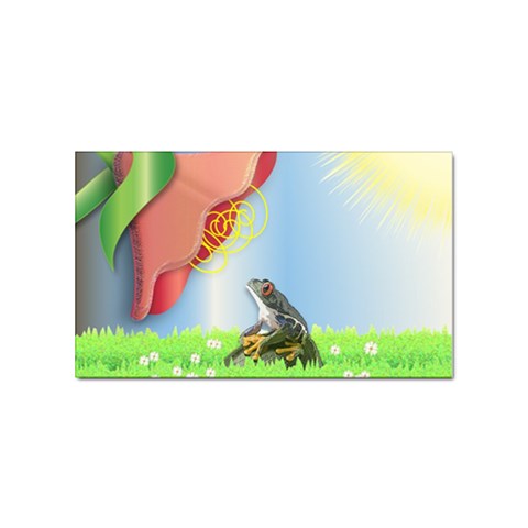 Flower & Frog Sticker Rectangular (100 pack) from ArtsNow.com Front