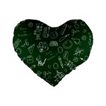 back to school doodles Standard 16  Premium Flano Heart Shape Cushion 