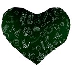 back to school doodles Large 19  Premium Flano Heart Shape Cushion