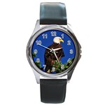 BLUESTSKIESINSEATTLEANDBEAUTIFULEAGLE Round Metal Watch