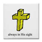 always in His sight yellow Tile Coaster