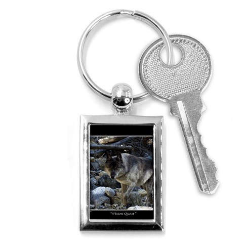 Vision Quest Grey Wolf Key Chain (Rectangle) from ArtsNow.com Front
