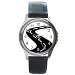 Background Road 8 Round Metal Watch