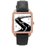 Background Road 8 Rose Gold Leather Watch 