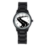 Background Road 8 Stainless Steel Round Watch