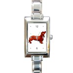 long haired daschund Rectangular Italian Charm Watch