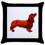 long haired daschund Throw Pillow Case (Black)