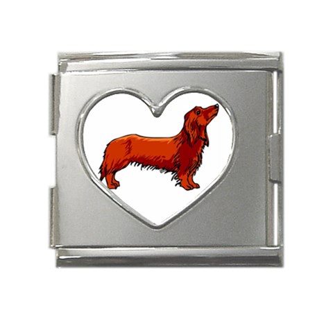 long haired daschund Mega Link Heart Italian Charm (18mm) from ArtsNow.com Front