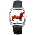 long haired daschund Square Metal Watch