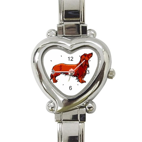long haired daschund Heart Italian Charm Watch from ArtsNow.com Front