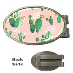 Pink Cactus flower Money Clip (Oval)