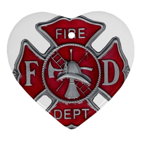 Red Fire Department Cross Ornament (Heart) from ArtsNow.com Front