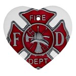 Red Fire Department Cross Ornament (Heart)
