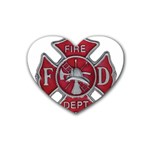 Red Fire Department Cross Rubber Coaster (Heart)