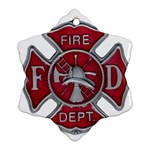 Red Fire Department Cross Ornament (Snowflake)