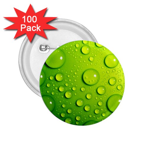 Green Water Drops 2.25  Button (100 pack) from ArtsNow.com Front