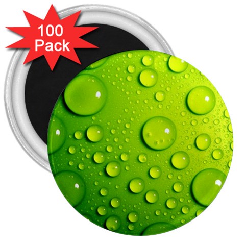 Green Water Drops 3  Magnet (100 pack) from ArtsNow.com Front