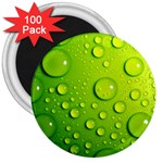 Green Water Drops 3  Magnet (100 pack)