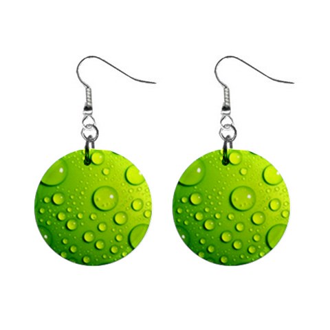 Green Water Drops 1  Button Earrings from ArtsNow.com Front
