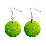 Green Water Drops 1  Button Earrings