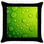 Green Water Drops Throw Pillow Case (Black)