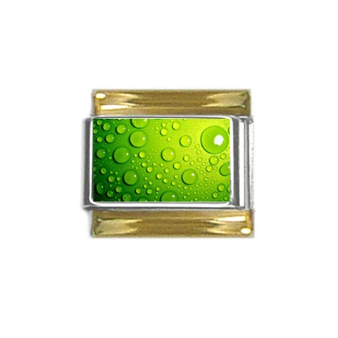 Green Water Drops Gold Trim Italian Charm (9mm) from ArtsNow.com Front