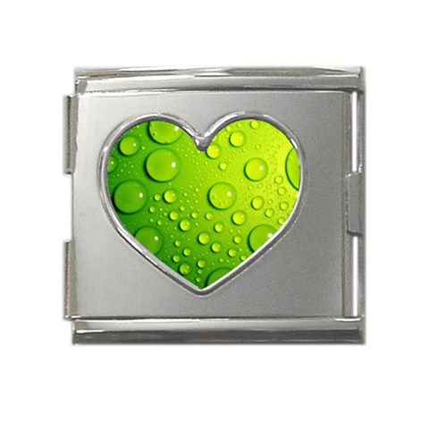 Green Water Drops Mega Link Heart Italian Charm (18mm) from ArtsNow.com Front