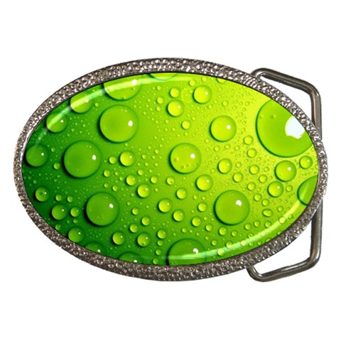 Green Water Drops Belt Buckle from ArtsNow.com Front