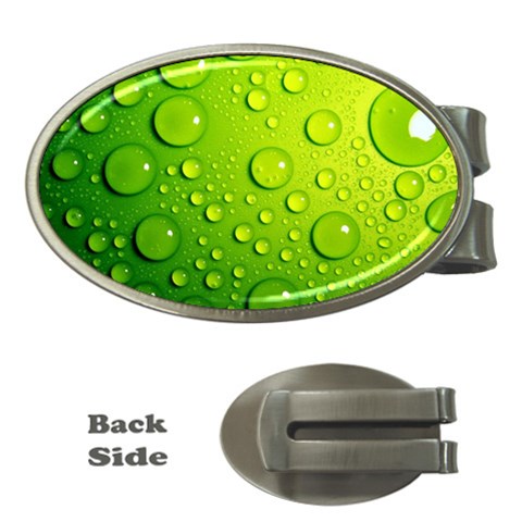 Green Water Drops Money Clip (Oval) from ArtsNow.com Front