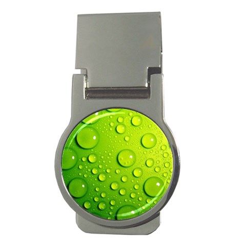 Green Water Drops Money Clip (Round) from ArtsNow.com Front