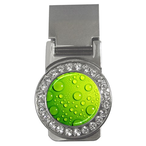 Green Water Drops Money Clip (CZ) from ArtsNow.com Front