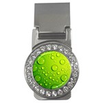 Green Water Drops Money Clip (CZ)