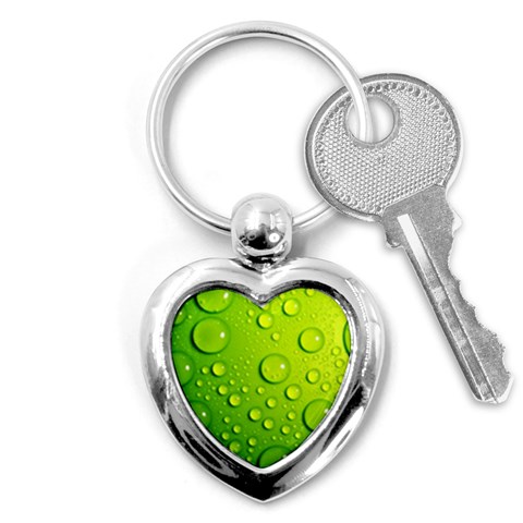 Green Water Drops Key Chain (Heart) from ArtsNow.com Front