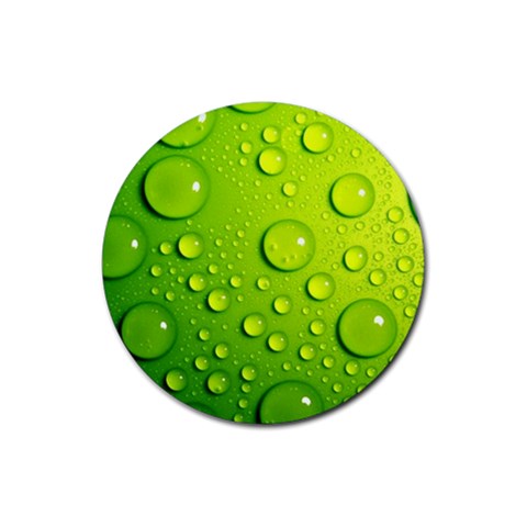 Green Water Drops Rubber Coaster (Round) from ArtsNow.com Front