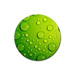 Green Water Drops Rubber Coaster (Round)