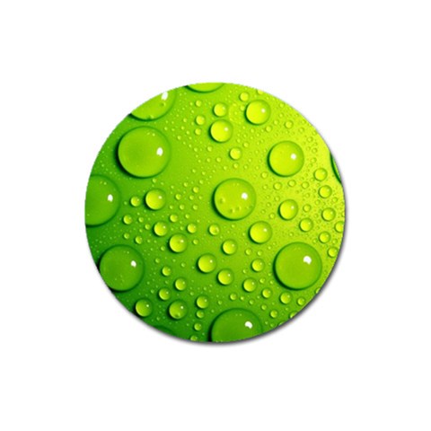 Green Water Drops Magnet 3  (Round) from ArtsNow.com Front