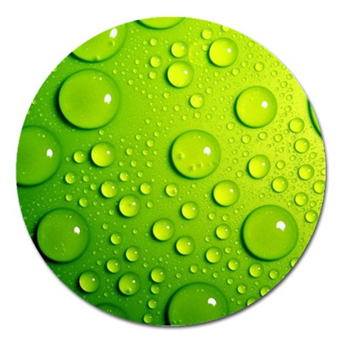 Green Water Drops Magnet 5  (Round) from ArtsNow.com Front
