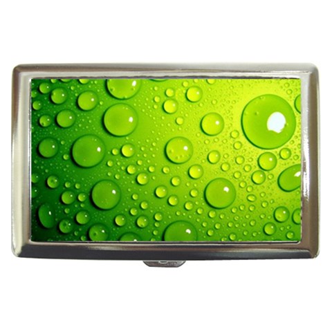Green Water Drops Cigarette Money Case from ArtsNow.com Front