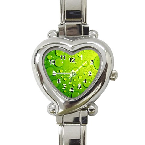 Green Water Drops Heart Italian Charm Watch from ArtsNow.com Front