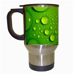Green Water Drops Travel Mug (White)