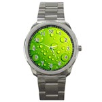 Green Water Drops Sport Metal Watch