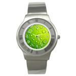 Green Water Drops Stainless Steel Watch