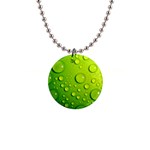 Green Water Drops 1  Button Necklace