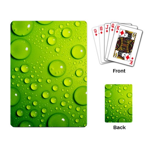 Green Water Drops Playing Cards Single Design from ArtsNow.com Back