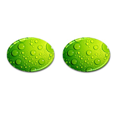 Green Water Drops Cufflinks (Oval) from ArtsNow.com Front(Pair)
