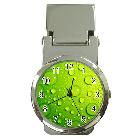 Green Water Drops Money Clip Watch from ArtsNow.com Front