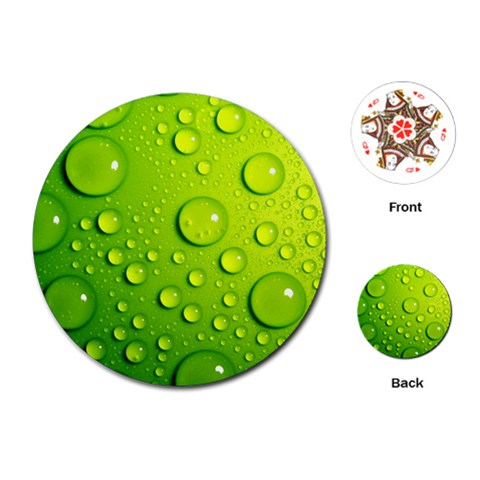 Green Water Drops Playing Cards (Round) from ArtsNow.com Front