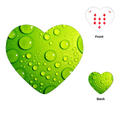Green Water Drops Playing Cards (Heart) from ArtsNow.com Front