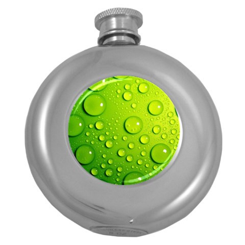 Green Water Drops Hip Flask (5 oz) from ArtsNow.com Front